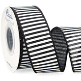 Black And White Stripe Wired Ribbon, 1-1/2 Inch X 10 Yard, Narrow Stri