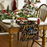 Cheers Firework 2025 Happy New Year Table Runner 13x72 Inch Party Decor