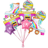 8PCS Roller Skate Rainbow Balloons & Boombox Props for 80s 90s Party Decor