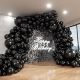 143pcs Black Balloon Garland Kit – Matte Balloons in 4 Sizes for Party & Event Decorations