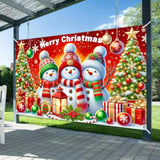 Merry Christmas Snowman Banner 71X43 Inches Christmas Holiday Decor For Home Living Room Bedroom Wall Hanging Festival Party Celebration Decoration Indoor Outdoor Scene