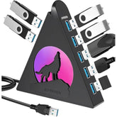 7 Port Usb Hub, Usb 3.0 Hub With 2 Ft Long Cable, Vertical Usb Exrension Hub F