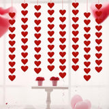 80 Pcs Red Hearts Felt Garland, Valentines Day Decor Hanging String, N