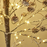 Lighted Flocked Tree With Pine Cone 4Ft With Timer And Dimmer, Twig Tree Lights With Lights For Home Christmas Decoration Indoor Outdoor