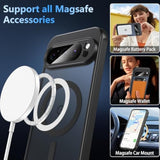 Pixel 9 Pro XL Magnetic Case, Matte Slim Shockproof with Screen Protector - Black