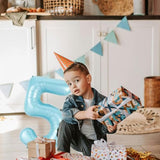 10 Pcs 16Inch Number Blue Mylar Balloons, 0~9 Blue Foil Balloons For B