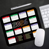 2026 Calendar With Holiday Mouse Pad, Gaming Rectangle Mousepad For Computer Laptop Desk Mat,Cute For New Year Office Accessories (9.5 X 7.9 Inch) - Black