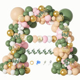 166Pcs Sage Green Balloon Garland Kit – Olive, Peach, Gold Balloons & Eucalyptus for Party Decor
