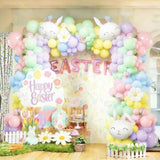 Easter Balloon Arch Garland Kit,Pastel Rainbow Balloons With Bunny And Daisy Foil Balloons For Easter Baby Shower Birthday Spring Party Decorations
