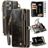 Compatible With Iphone 12 Pro Max Case Wallet With Rfid Blocking Card Holder For Women Men, Pu Leather Magnetic Snap Flip Zipper Strap Wallet Phone Case Fit For Iphone 12 Pro Max 6.7, Coffee