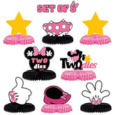 Oh Twodles Birthday Table Honeycomb Centerpieces - Cheers To Girls 2Nd Birthday Kids Two Years Old Mouse Themed Party Decorations Sign.