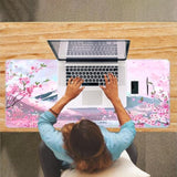 Pastel Pink Kawaii Mouse Pad, 31.5X11.8In, Rectangular, Polyester, 2Mm Thick, Extended Mouse Pad
