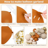 153pcs Burnt Orange Balloon Garland Kit β White, Gold & Confetti Fall Decor