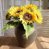 Artificial Flowers Sunflowers Bouquet Centerpieces Real Touch Silk Fake For Wedding Bride Floral For Home Arrangement Decoration Garden Decor
