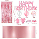 33pcs Pink Birthday Decor Set with Banner, Fringe Curtain, Balloons & Confetti