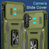 Case For Samsung Galaxy A54 5G With Slide Camera Cover+Screen Protector(1 Pack),Rotated Ring Kickstand Military Grade Shockproof Protective Cover-Olive Green