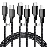 Usb C To Usb C Charging Cable, Nylon Braided 3Pack 60W 6.6Ft Type C Fast Charging Cord Compatible For Iphone 15 16/Pro/Pro Max/Plus, Ipad Pro, Air5, Macbook, Samsung, Google - Black
