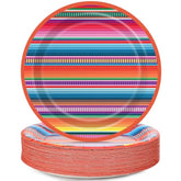 48Pcs Mexican Serape Fiesta Paper Plates Fiesta Party Decorations Taco Plates Disposable Supplies 7" Mayo Dessert Platters Mexico Stripes Decor For Dance Pinata Colorful Ponchos Cook Dinner Tableware