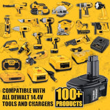 4.8Ah 14.4V Ni-MH Battery Replacement for Dewalt 14.4V Tools 2-Pack