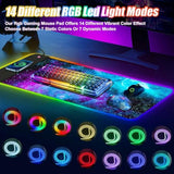ToLuLu Wireless Charging RGB Gaming Mouse Pad, 15W LED Mouse Mat with 30W Charger, 14 Light Modes Large Mousepad with Wrist Support, Non-Slip Rubber Base Desk Mat Computer Keyboard Pad, Galaxy Nebula