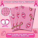3 Pcs Pink Football Decoration, Breast Cancer Awareness Tablecloths