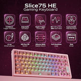 Mechanical Keyboard, Chilkey Slice75 He Gaming Keyboard Wired, 75% Hall Effect Magnetic Aluminum Keyboard With Ws Flux He Clacky Switch, Rapid Trigger, 8K Polling, Per-Key Rgb Custom, Pc/Mac Support