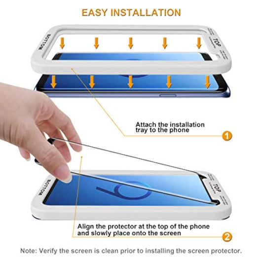 (2 Pack) Designed For Samsung (Galaxy S9 Plus) Tempered Glass Screen Protector With (Easy Installation Tray) Anti Scratch, Bubble Free (Black)