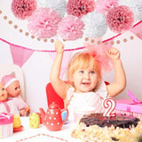 Pink Rose Gold Birthday Party Decorations Set, Rose Gold Glittery Happy Birthday Banner, Tissue Paper, Circle Dots Garland And Tassel Garland For Birthday Party Decorations