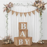 Rustic Burlap Baby Shower Boxes: Boho Party Decor - 4pcs