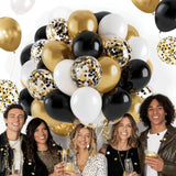 50pcs Black Gold White Balloons 12in Confetti Latex Party Decorations