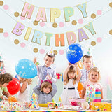 Pre-Strung Pastel Happy Birthday Banner & Dot Garland for Toddler Girls Party