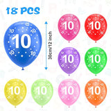 10th Birthday Balloons, 18 Pcs Printed Latex Party Decor for 10-Year Celebrations