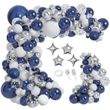 151PCS Navy Blue Silver Balloon Garland Arch Kit for Graduation Birthday Wedding Party