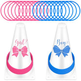 42 Pcs Gender Reveal Party Baby Boy Or Girl Ring Toss Game Include 2 Plastic Cones 36 Pink Blue Toss Rings And 4 Gender Stickers For Guests Baby Shower Party Supplies