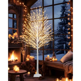 7 Ft Lighted Birch Tree, Birch Tree With 1224 Led Lights Artificial Light Up White Birch Christmas Twig Tree With Timer For Indoor Outdoor Wedding Home Yard Mantel Porch Decor