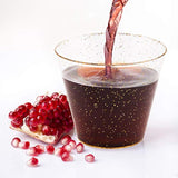 50 Pack 9 Oz Glitter Plastic Cups, Disposable Gold Cups, Clear Plastic Tumblers For Weddings Thanksgiving, Christmas Parties