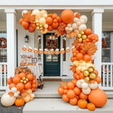 Fall Pumpkin Balloon Garland Kit: Orange, Gold & White - Baby Shower Decor