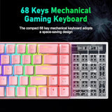 60% Mechanical Gaming Keyboard And Mouse Combo With Mouse Bungee Mouse Pad,Mini 68 Keys Wired Type C 18 Backlit Effects,Lightweight Rgb 6400Dpi Honeycomb Mice(Pink/Blue Switch)
