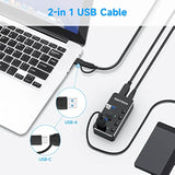 Usb 3.0 Hub 4 Port Powered Usb 3.0/Usb C Hub Upgraded Version With 2-In-1 3.3F