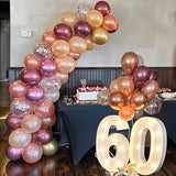 60pcs Burgundy & Rose Gold Balloons – 12" Latex and Confetti Mix for Birthday, Wedding and Party Decor