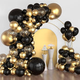 114pcs Black & Gold Balloon Garland Kit – 4 Sizes for Birthday, Wedding, Graduation and More