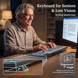 Large Print Backlit Keyboard - High Visibility Big Letter Keyboard For Seniors And Visually Impaired, Wired Usb With Light Up And Comfortable Wrist Rest, Full Size Keyboard For Pc,Laptop(No Glare)
