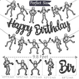 Skeleton Birthday Party Banner Glitter Black Skull Halloween Party Decor CANDY CHEF
