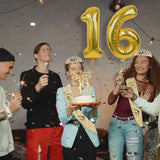 16Th Birthday Decorations For Girls Gold With Sweet 16 Sash And Tiara, Cake Topper And Candles, Number Balloons, Sweet 16 Party Decoration Gifts