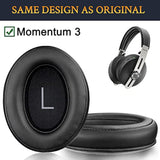 Earpads Replacement For Sennheiser Momentum 3 Wireless Noise Cancelling Over/Around-Ear Headphones, Ear Pads Cushions With Soft Protein Leather, Noise Isolation Memory Foam - Black