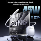 Retractable Wall Charger Plug For Iphone 17, 45W Fast Charging Foldable Charger With Dual-C Port, Portable Wall Charger Adapter For Iphone 16/15 Pro Max/Ipad/Galaxy/Pixel