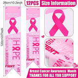 12 Pcs Breast Cancer Awareness Banner Accessories Pink Ribbon Sign