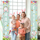 Happy Easter Porch Sign Banner - 2 Pack Welcome Signs For Spring Theme Easter Bunny Door & Party Supplies