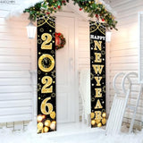 Xtralarge 2026 Happy New Year Banner – 72X12 Inch | Black And Gold Happy New Year Door Banner For New Years Decorations 2026 | Porch Banner For New Years Eve Party Supplies 2026 | Nye Decor