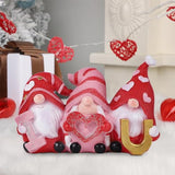 Valentines Gnomes Statue, I Love U Red Resin Gnome Valentine Decor, Valentine Gift Tabletop Ornament, Swedish Tomte Handmade Bride And Groom Gifts For Him Home Table Decoration
